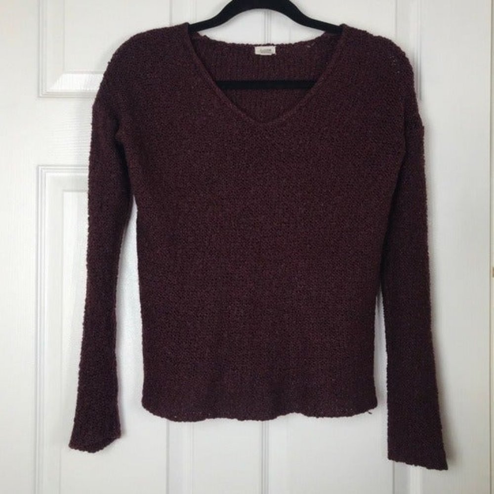 GARAGE Clothing burgundy knit sweater v - Picture 1 of 4